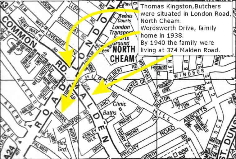 Map of north Cheam