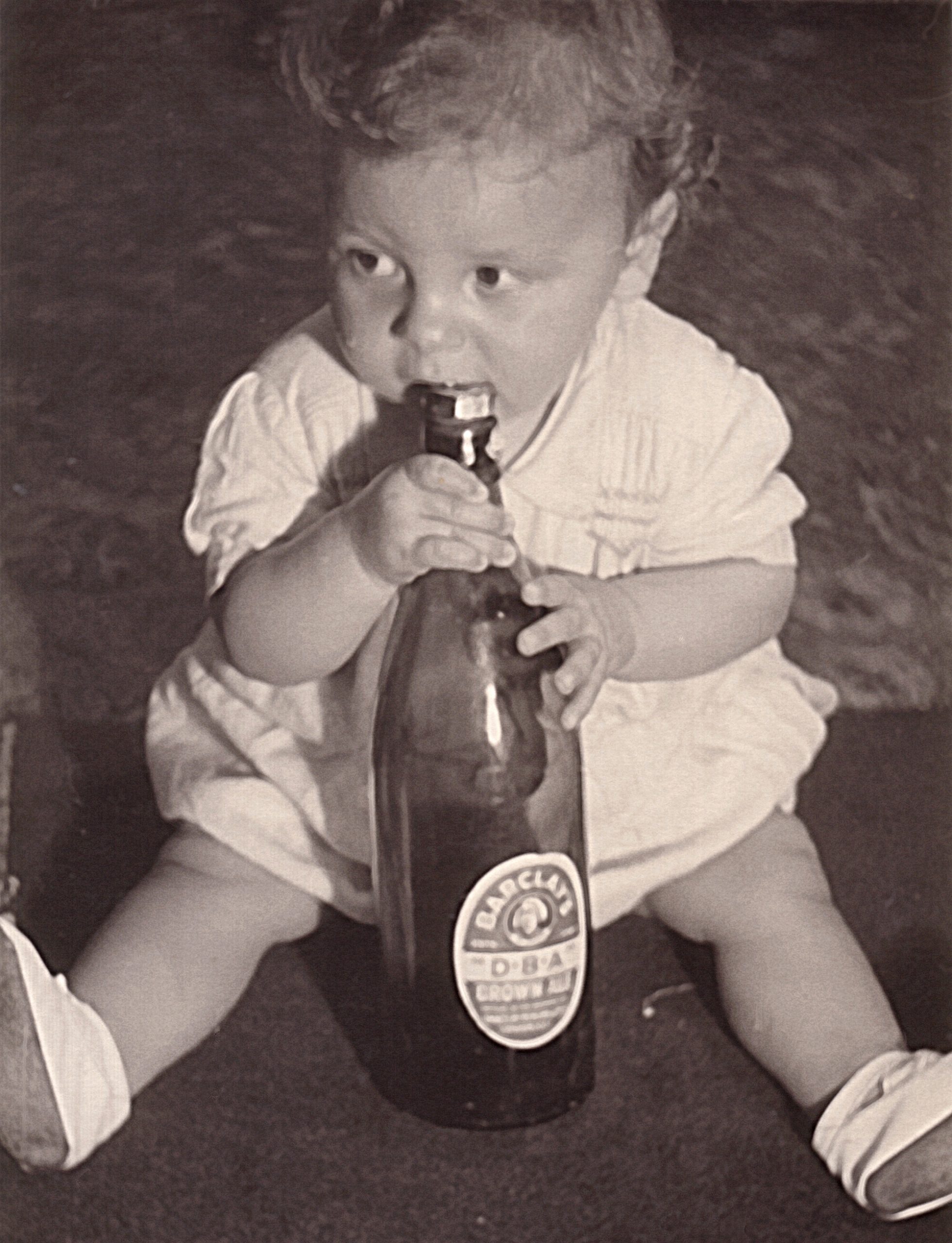 Mike with beer bottle 1954